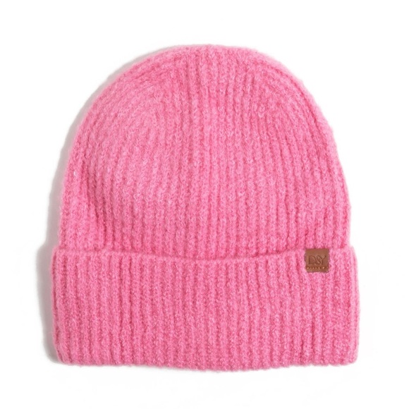 Accessories - Solid Color Knit Beanie Pink
